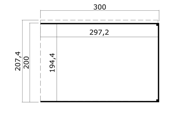Lasita Maja overdække til redskabsrum 300 x 200 cm